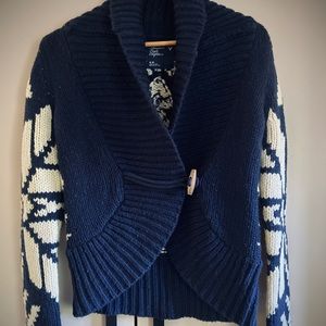 American Eagle Outfitters Navy and White Cardigan